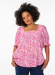 Blus i viskos med paisleym&ouml;nster och fyrkantig halsringning, Rosa, Model image number 0