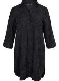 Sammetsklänning med 3/4 ärmar och knappar, Black