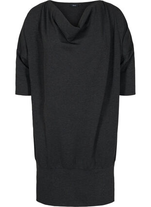 Enfärgad tunika med 3/4 ärmar, Dark Grey Melange, Packshot image number 0