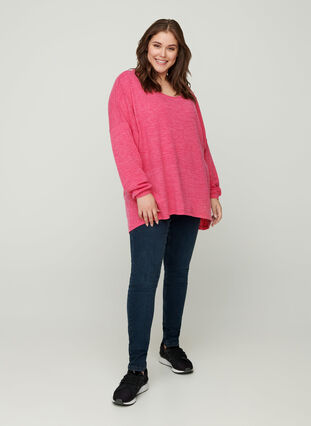 Lös blus med långa ärmar, Fandango Pink ASS, Model image number 2
