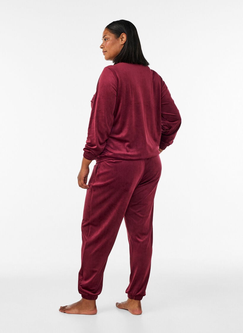 L&ouml;sa byxor i velour, R&ouml;d, Model image number 1