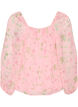 Chiffongblus med blommigt tryck och l&aring;nga &auml;rmar, Rosa, Packshot image number 1