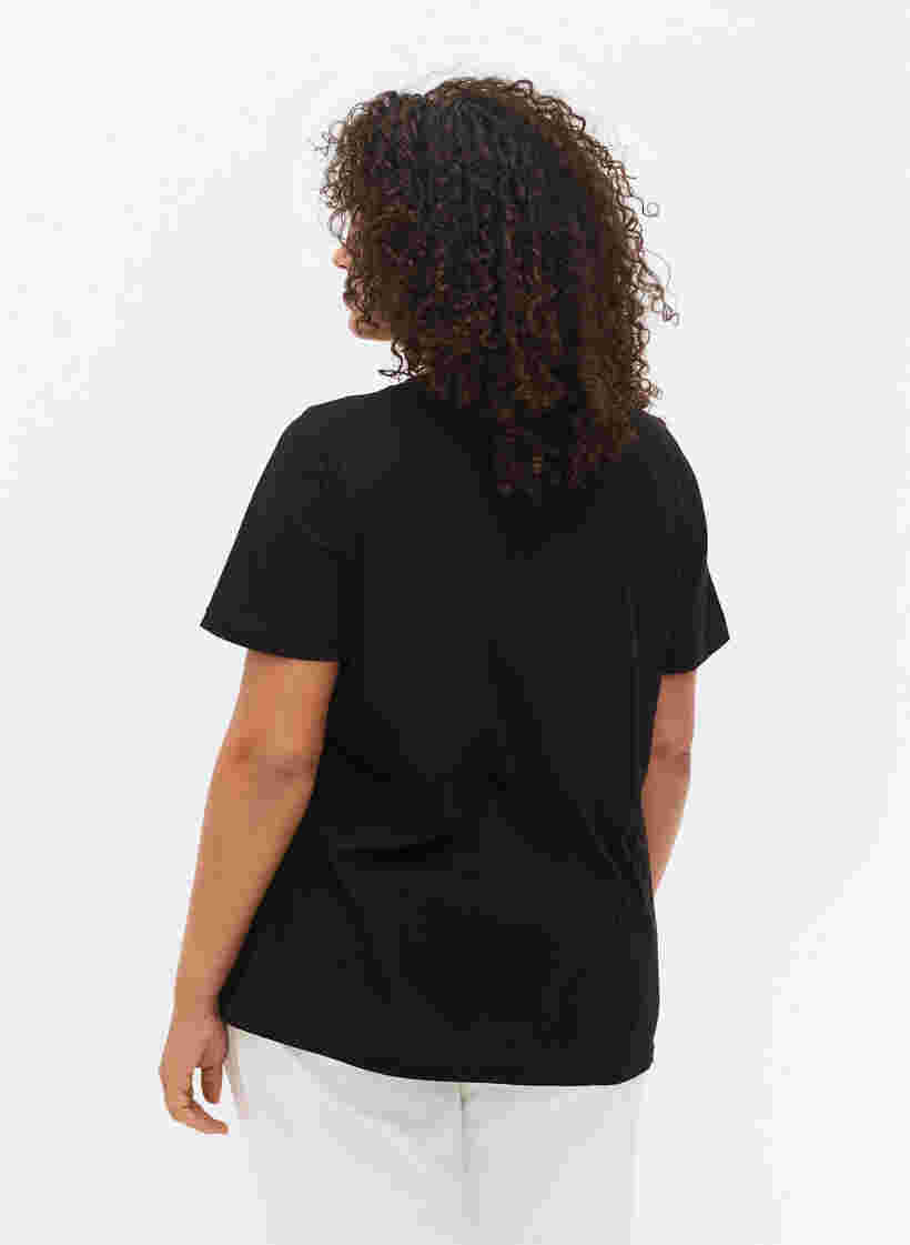 T-shirt i bomull med V-ringad hals och tryck, Black W. Love, Model image number 1
