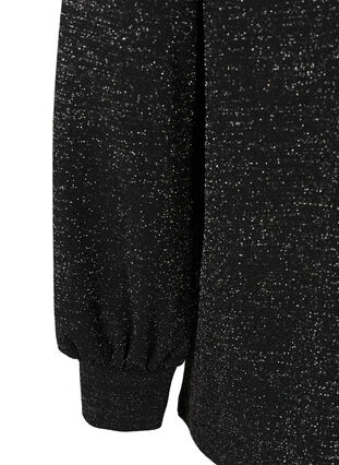 Skjorta med glitter och puffärmar, Black, Packshot image number 3