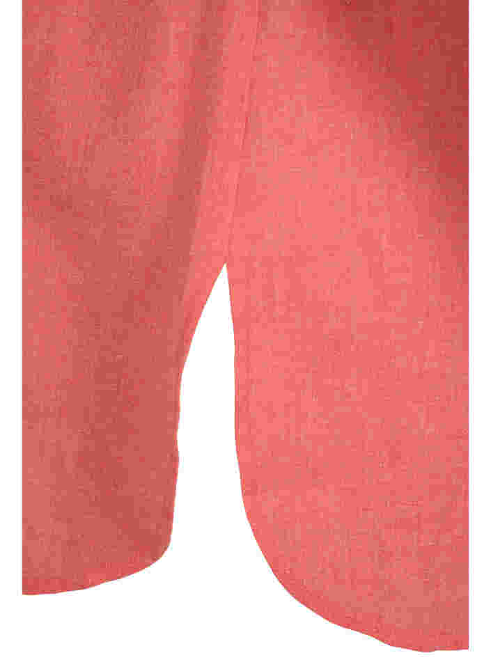 Lång skjorta med 3/4-ärmar och v-ringning, Hot Coral, Packshot image number 3