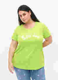 T-shirt i bomull med tryck, Lime Green w. Bella, Model