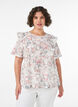 Blus i bomull med broderie anglaise och volanger, Rosa, Model image number 0