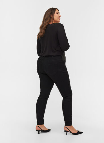 Superslim Amy jeans med resår i midjan, Black, Model image number 1