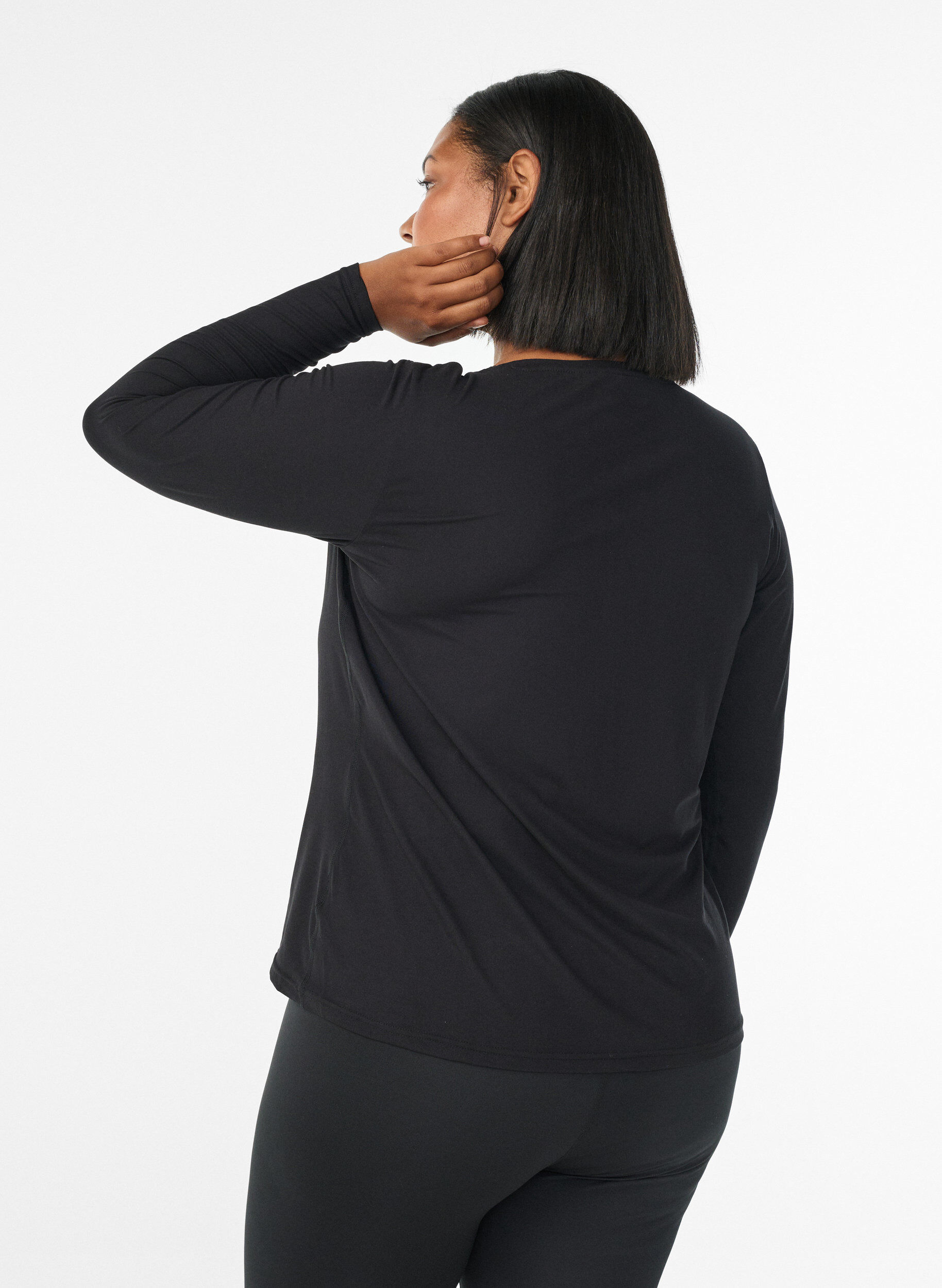 ZizziTr&auml;ningsblus med l&aring;nga &auml;rmar, Svart, Model image number 2