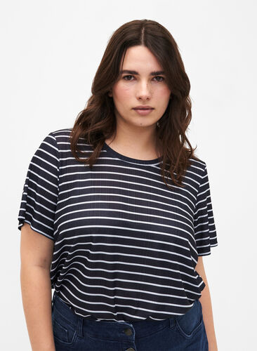 FLASH - t-shirt med ränder, Night S. W. Stripe, Model image number 0