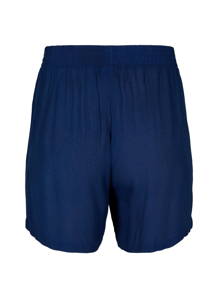 Shorts i viskos med hög midja, Medieval Blue, Packshot image number 1