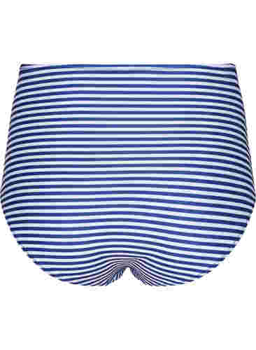Blommig bikinitrosa med hög midja, Blue Striped, Packshot image number 1