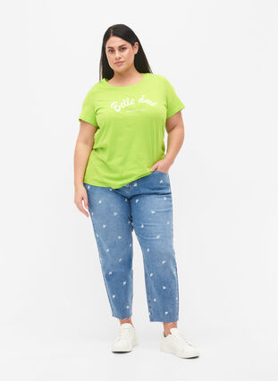 T-shirt i bomull med tryck, Lime Green w. Bella, Model image number 2