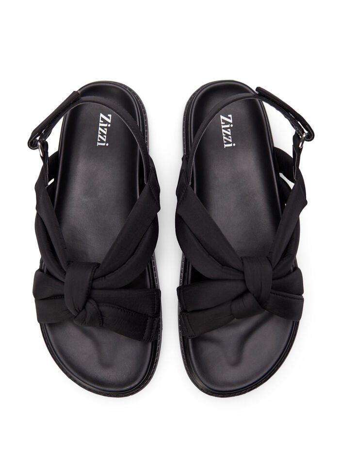 Wide fit - Sandal med knutdetalj, Svart, Packshot image number 2