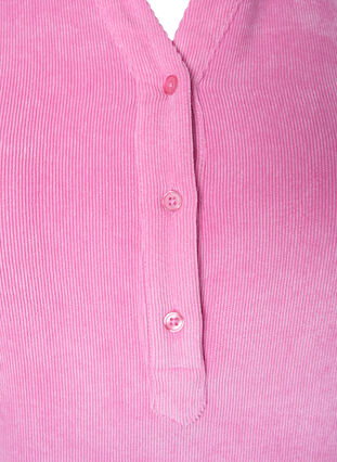 Sammetsklänning med 3/4 ärmar och knappar, Begonia Pink, Packshot image number 2