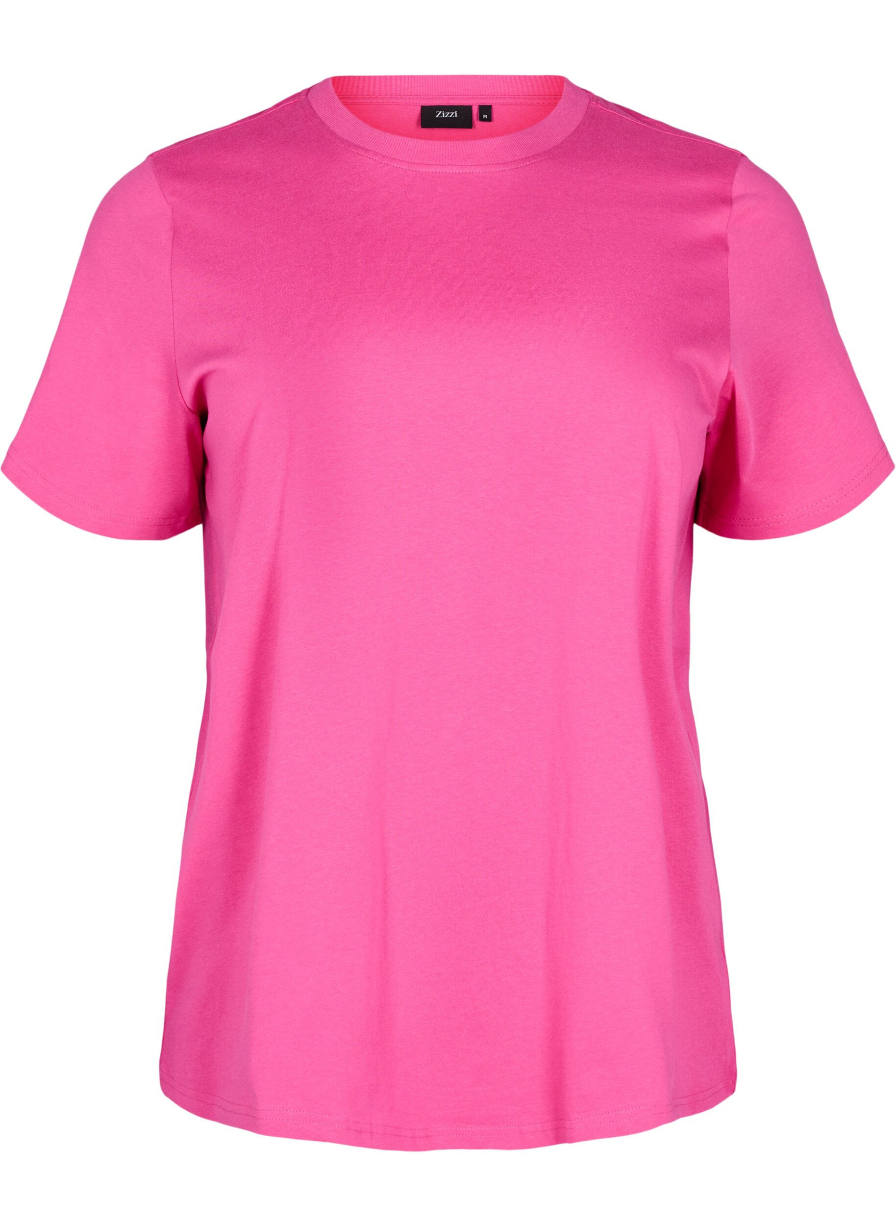 ZizziEnkel t-shirt i bomull med rund halsringning, Rosa, Packshot image number 0