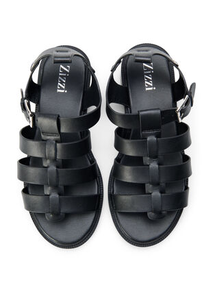 Sandal i läder med bred passform, Black, Packshot image number 2