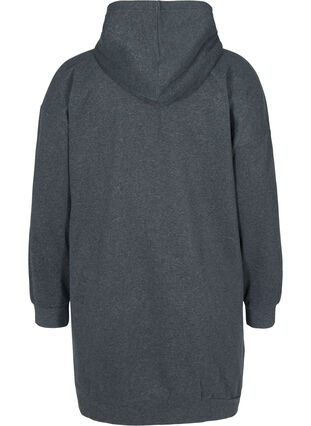 Sweatklänning med huva och kort dragkedja, Dark Grey Melange, Packshot image number 1