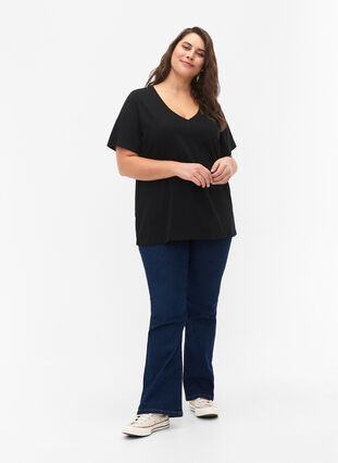 FLASH - 2-pack v-ringade t-shirtar, Black/Black, Model image number 2
