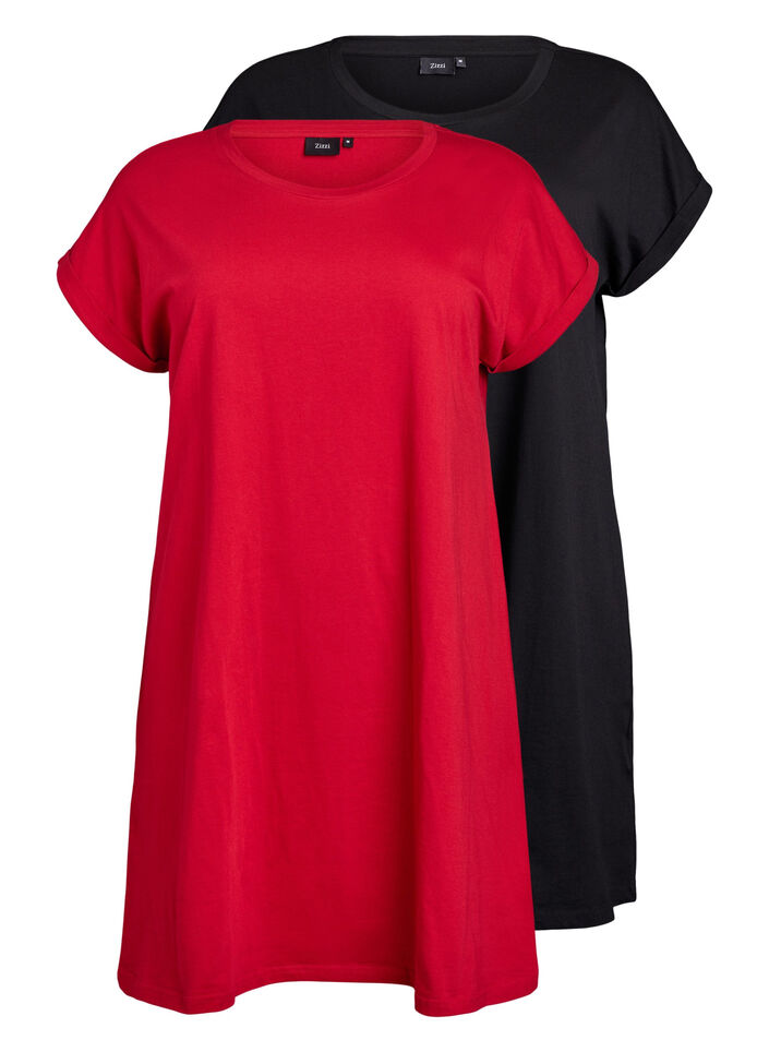 2-pack t-shirtkl&auml;nningar med korta &auml;rmar, R&ouml;d, Packshot image number 0
