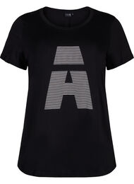 Sport t-shirt med tryck, Black w. stripe A