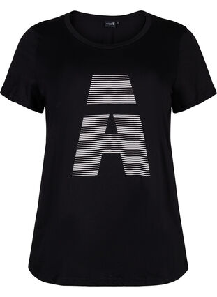  T-shirt till träning med print, Black w. stripe A, Packshot image number 0