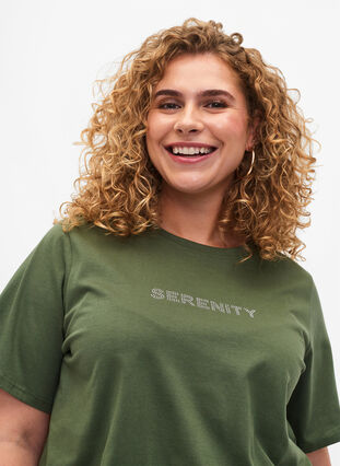 T-shirt i ekologisk bomull med text, Thyme SERENITY, Model image number 2