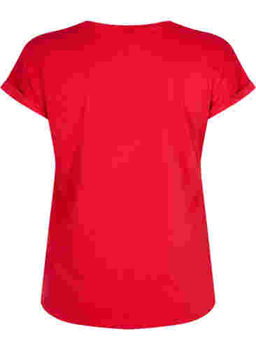 Kortärmad t-shirt i bomullsmix, Tango Red, Packshot image number 1