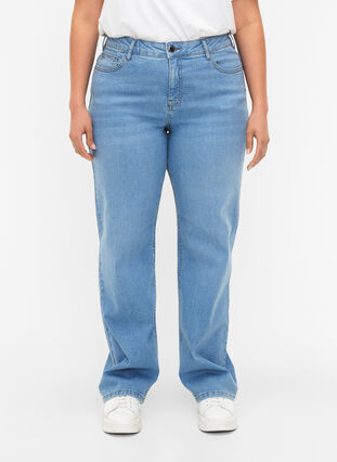 Gemma-jeans med hög midja och rak passform, Light blue, Model image number 2