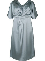 Maxiklänning med omlott och korta ärmar, Silver Blue