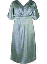 Maxiklänning med omlott och korta ärmar, Silver Blue