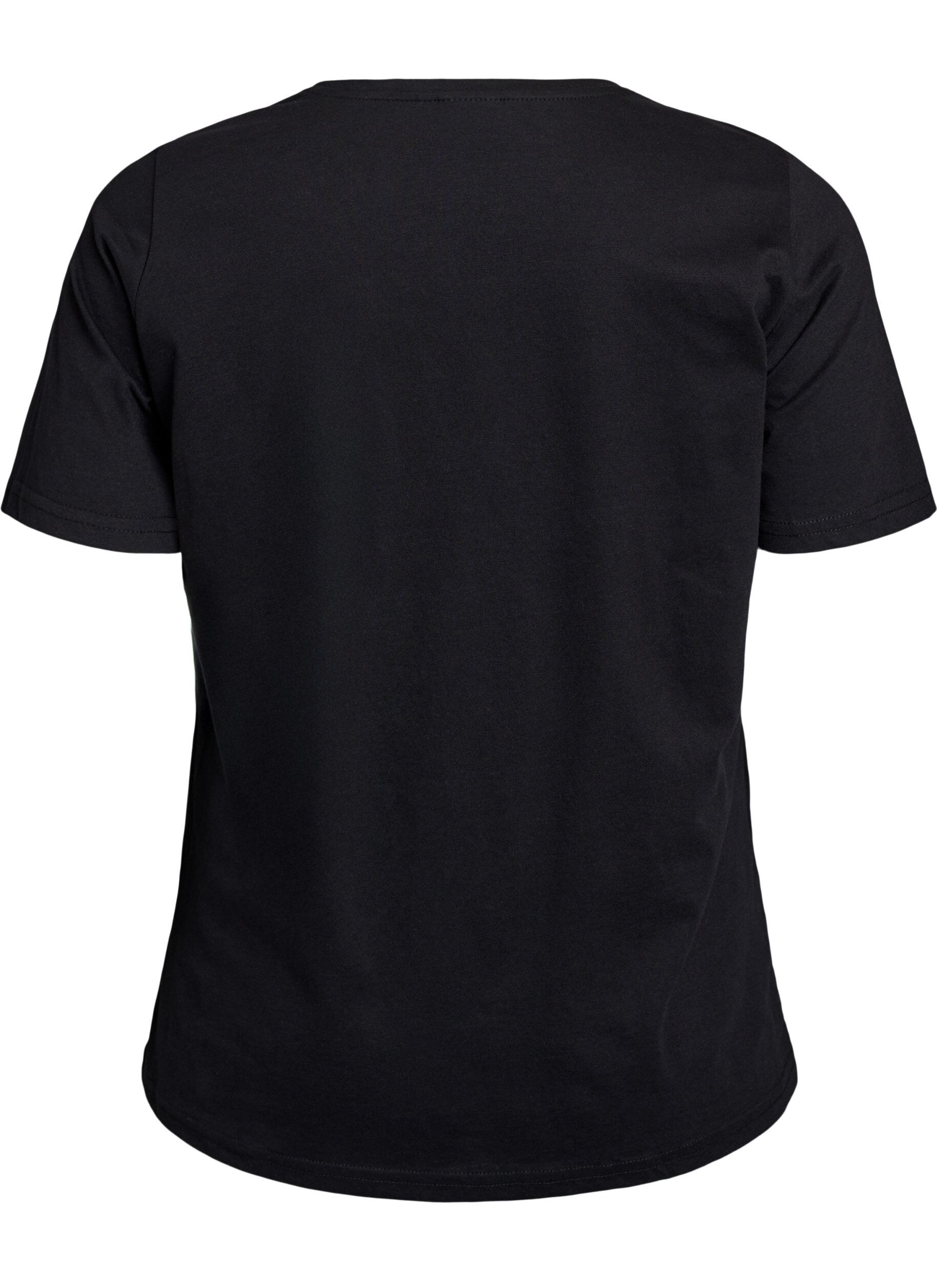 Zizzi FLASH - T-shirt med tryck, Svart, Packshot image number 1