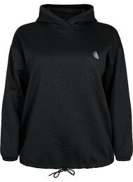 Sportig sweatshirt med huva, Black, Packshot
