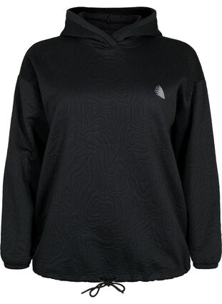 Sportig sweatshirt med huva, Black, Packshot image number 0