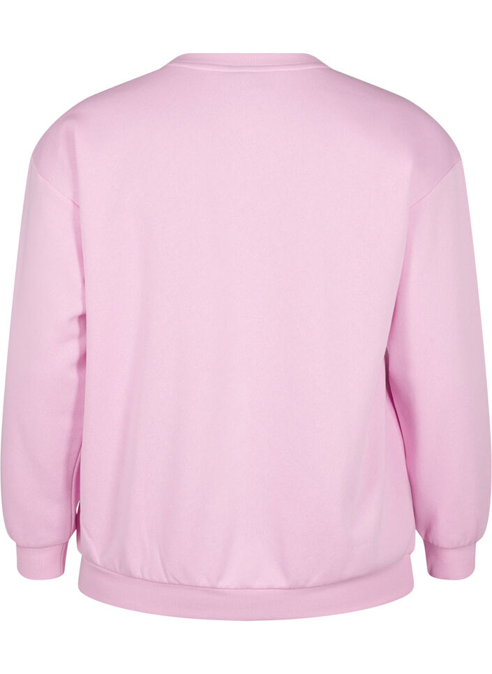 Sweatshirt med frott&eacute;text, Rosa, Packshot image number 1