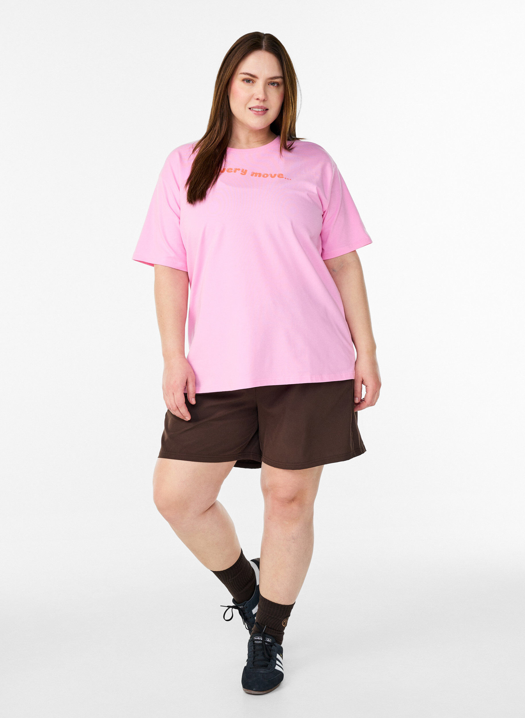 Zizzi Sportig t-shirt i ekologisk bomull, Rosa, Model image number 1