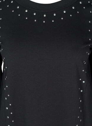 Klänning i sweatshirtmaterial med nitar, Black, Packshot image number 2