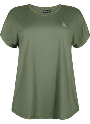 Kortärmad tränings-t-shirt, Thyme, Packshot image number 0