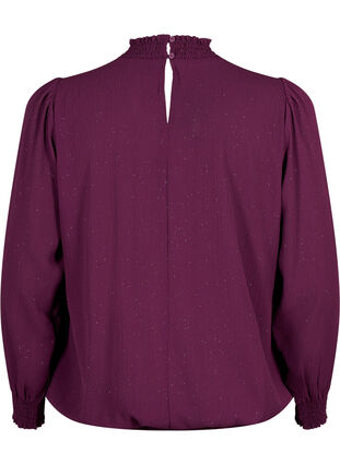 FLASH – Långärmad blus med smock och glitter	, Purple w. Silver, Packshot image number 1