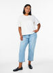 Croppade Vera-jeans med slitningar, Bl&aring;, Model image number 0