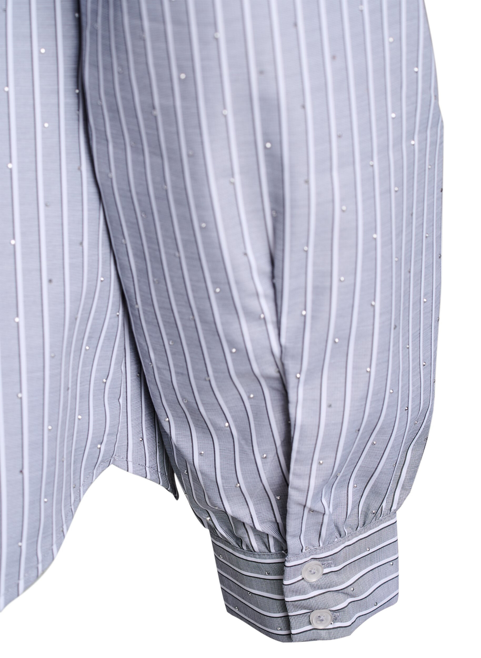 Zizzi Randig skjorta med nitar, Svart, Packshot image number 3