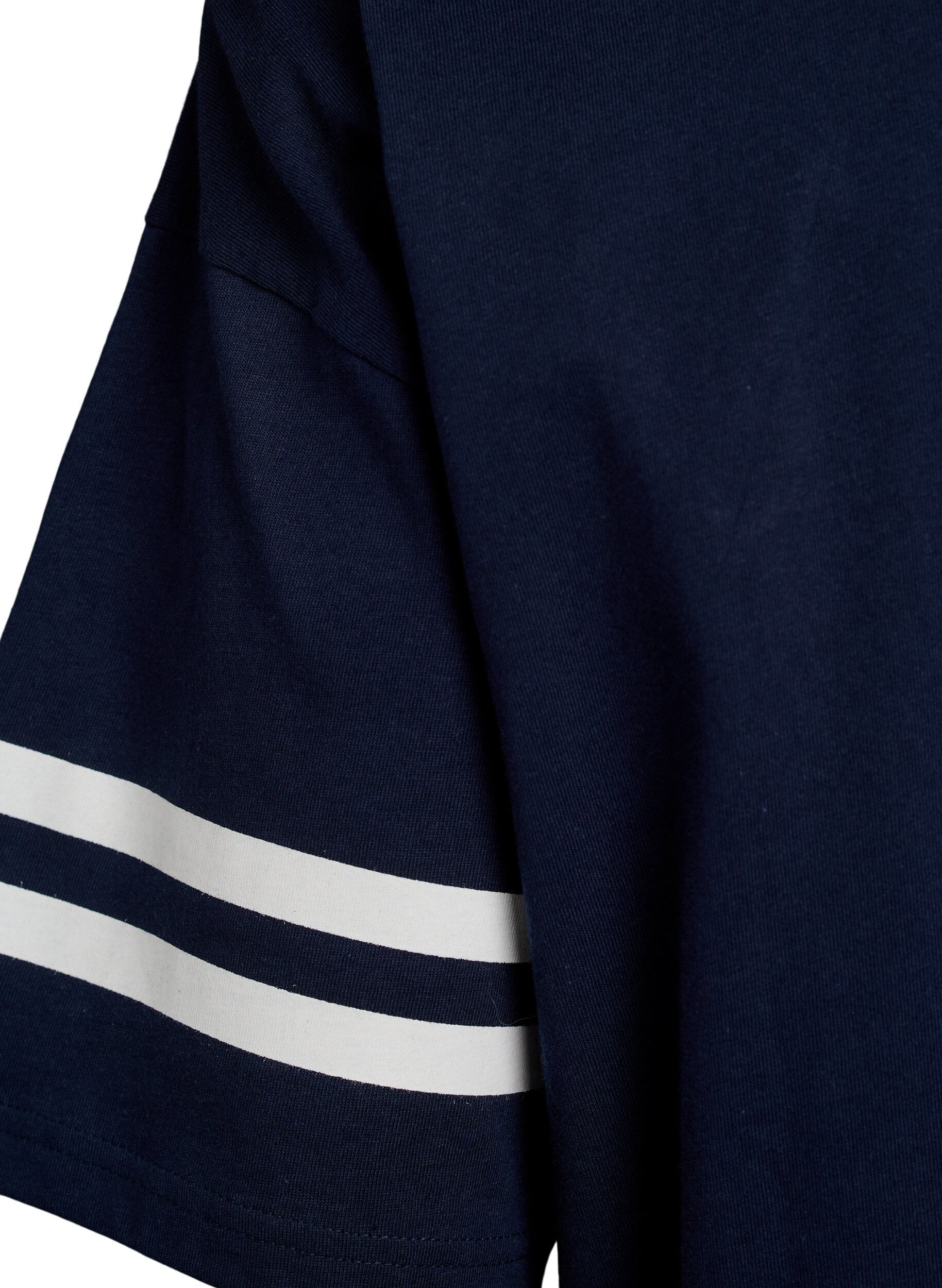 Zizzi Sportig oversized college-t-shirt, Bl&aring;, Packshot image number 3