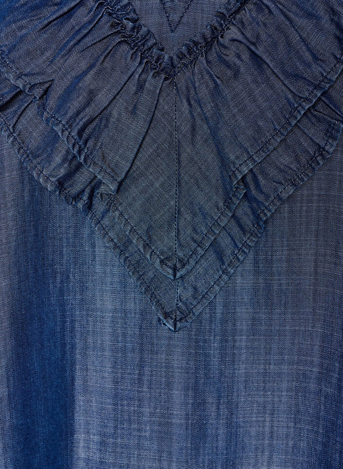 Kort kl&auml;nning i denimlook med volanger, Bl&aring;, Packshot image number 2