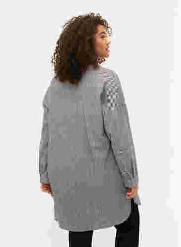 Randig bomullsskjorta med 3/4-ärmar, Black Stripe, Model image number 1