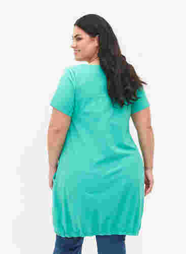 Kortärmad klänning i bomull, Aqua Green, Model image number 1