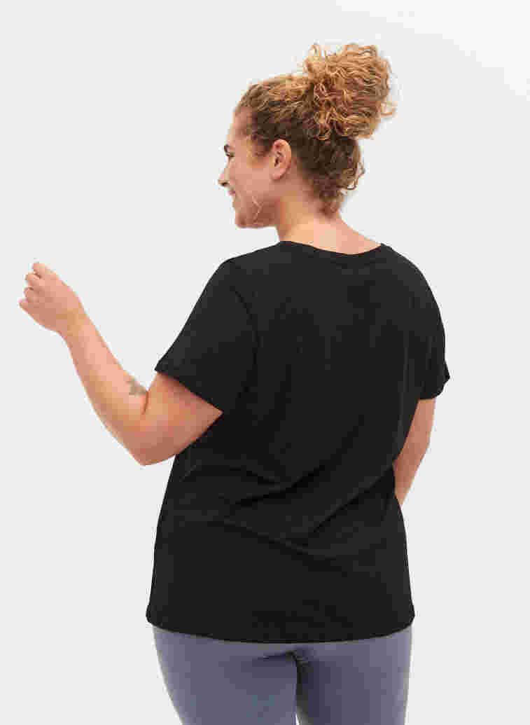  T-shirt till träning med print, Black w. stripe A, Model image number 1