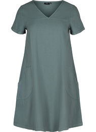 Kortärmad klänning i bomull, Balsam Green