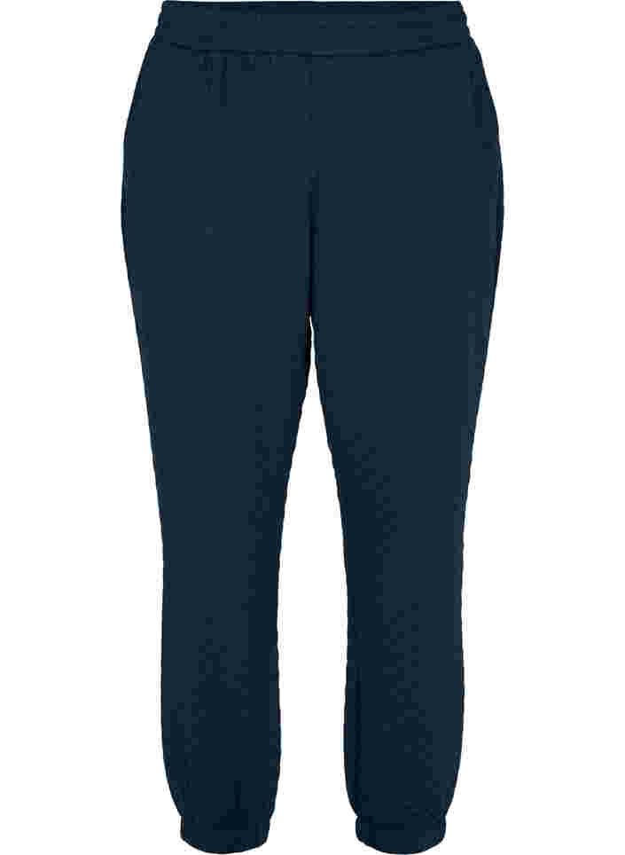 Quiltade sweatpants med fickor, Navy Blazer, Packshot image number 0