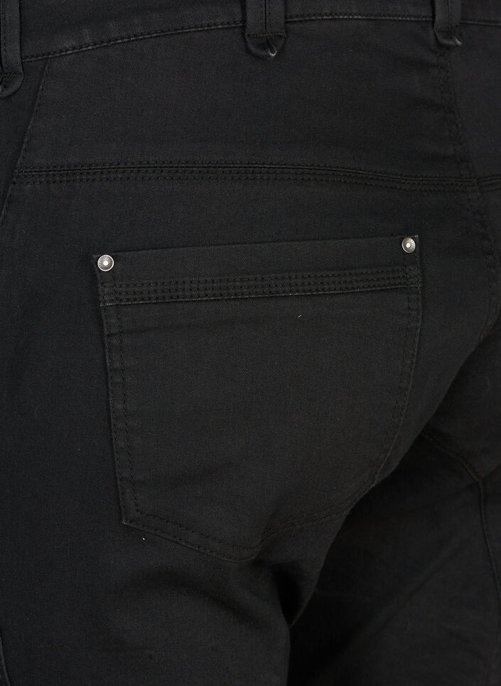 Caprijeans med smal passform och fickor, Svart, Packshot image number 3