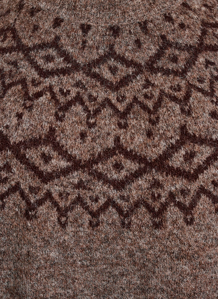 Stickad kl&auml;nning med jacquardm&ouml;nster, Brun, Packshot image number 2